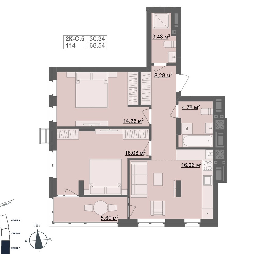 2-кімнатна квартира